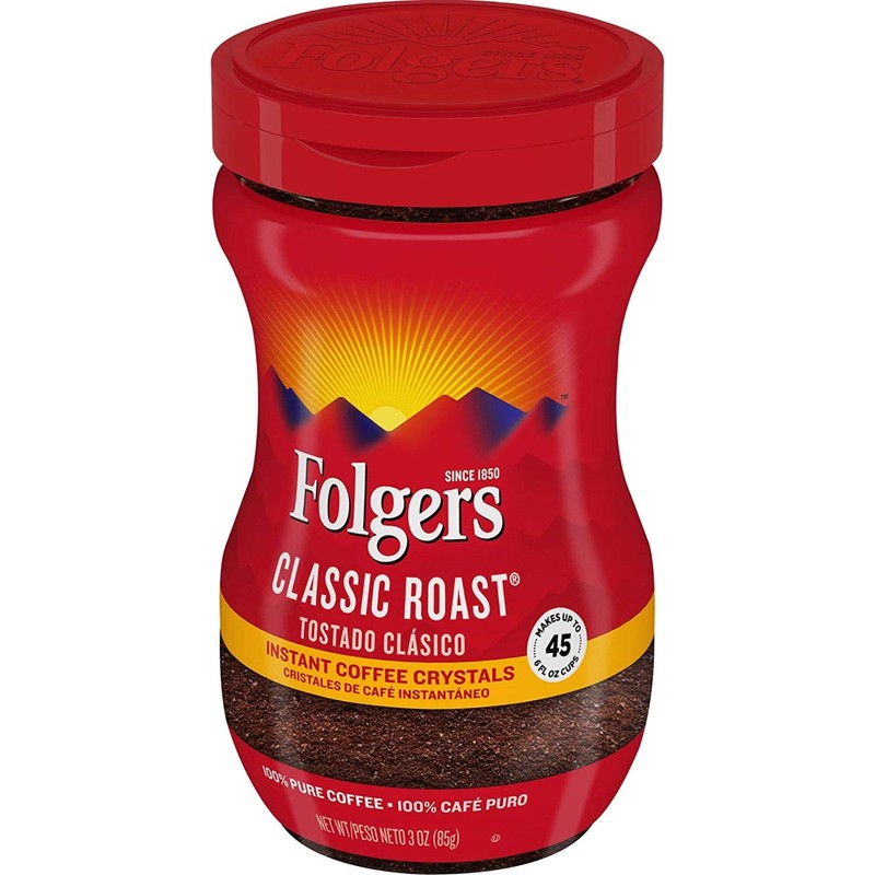 Folgers 20083 Classic Roast Instant Coffee Crystals, 3 Ounces, 100%