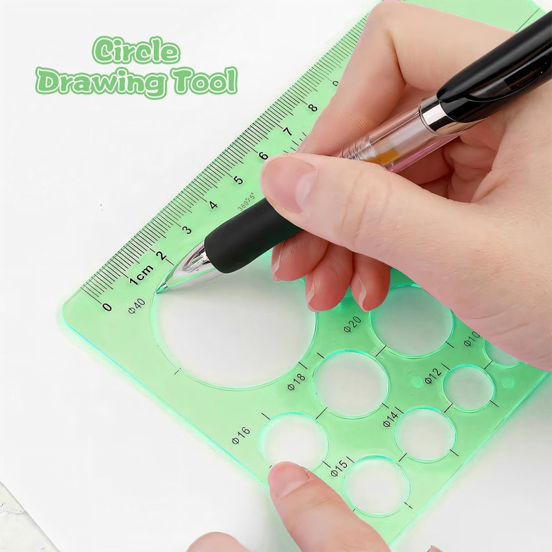 4 PCS Circle Stencil, Circle Template, Circle Ellipse Triangle Square
