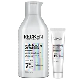 REDKEN- Shampoo Acidic Bonding Concentrate de Redken 300ml + Mascarilla travel size de regalo| Shampoo y mascarilla de reparación máxima en 5 minutos | Repara 1 año de daño en 5 minutos y proporciona hidratación profunda