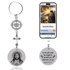 Luvsweets Cross for Car Mirror Hanging - NFC Bible Verse Car Rearview Hanging Cross Ornament with Jesus Charm, Daily Scripture Accessories, Christian Religious Faith Chrismas Gifts for Women Men