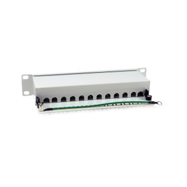 Equip 326523 12-Port Cat.6A Shielded Patch Panel, 10", Light Grey