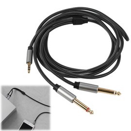 CeoxThao 3.5 mm Jack to Dual 6.35 mm Mono Y Audio Cable - Nylon Braided TRS to TS Splitter, Mini JACK to JACK Cable, Aux Splitter, High Fidelity Sound Quality for Instruments and Recording Devices