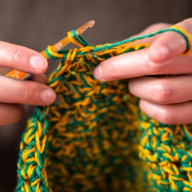 Ommi Ergonomic Handle Crochet Hooks | Handcrafted 6.7’’ Mango Wood Crochet Hook | Knitting Needle, Craft Yarn Weave | Best Gift! (6.5 mm, Orange and Wood)