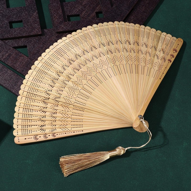 IMIKEYA Folding Hand Fan for Women: Wooden Bamboo Hand Fans