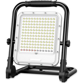 AKOFUN 400W Rechargeable LED Work Light with Stand, 42000LM Waterproof Flood Light, 32000mAh Battery, 6500K, 4 Modes Adjustable Job Site Working Lights for Workshop Garage, Construction Site