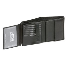 LEAS Kombibörse mit RFID Schutz im Hochformat mit Klappe für viele Karten Echt-Leder, schwarz Escalera-Edition