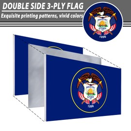 FLAGWIN Utah Flag 3x5 FT - 3 Ply Double Sided Polyester Utah State Flag with Brass Grommets - Vivid Color and Fade Proof State of Utah Flag 3x5 Outdoor