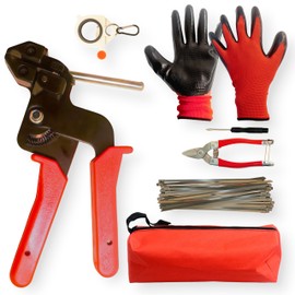 Metal Zip Ties Tool Stainless Steel Cable Tie Gun Kit with Zip Ties & Cable Tie Buckle – Heavy Duty Tool for Securing Cables, Fencing, Exhaust Wrap, and More