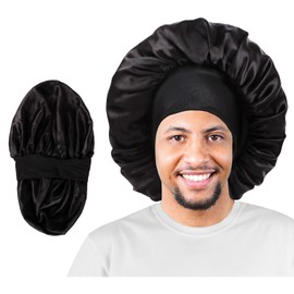 Bonnet for Men,Satin Bonnet for Sleeping Men,Bonnets for Black Women,Double Layer Reversible Bonnet for Men Curly Hair,Braids