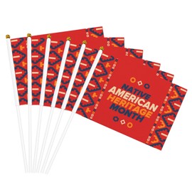 Native American Heritage Month Flags Hand Held Small Mini Flag On Stick Welcome Sign 5x8 Inch Party Supplies Decor For Yard Parades Festival Outdoor