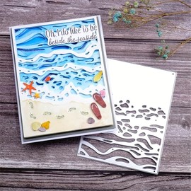Lapoo - Troquel de corte geométrico para álbumes de recortes, plantillas de corte duraderas para álbumes de recortes, álbumes de fotos, tarjetas de papel, suministros para hacer tarjetas (playa de
