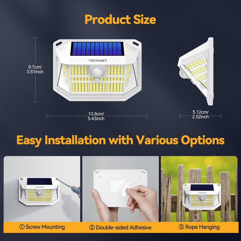 231 LED Solar Lights for Outside Waterproof, 6 Pack 300°