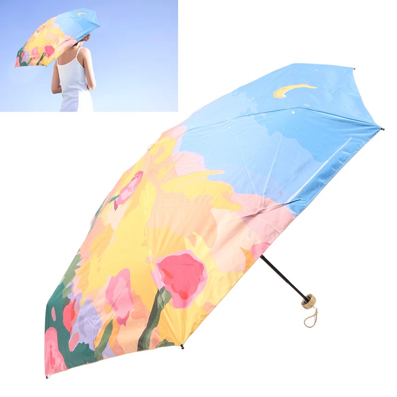 Sun Umbrella Compact Umbrella 5 Level Foldable 6 Ribs Multiuse