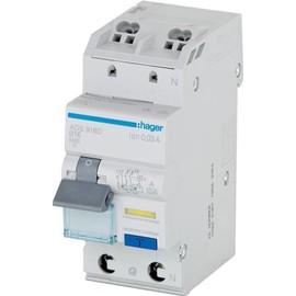 Hager FI/LS-Schalter 1P+N 6kA B-13A 30mA ADS913D