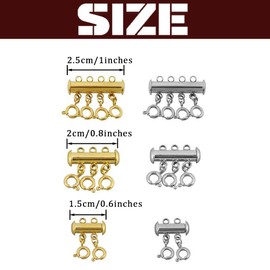 Bamboopack 6 PCS Layered Necklace Spacer Clasp Jewelry Clasps Connector Multi Strands Detangler Slide Clasp Lock for Layered 3 Sizes Gold Silver