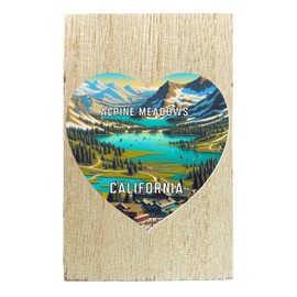 Alpine Meadows California Travel Souvenir Destination Wooden 2" x 3" Fridge Magnet 2-Pack