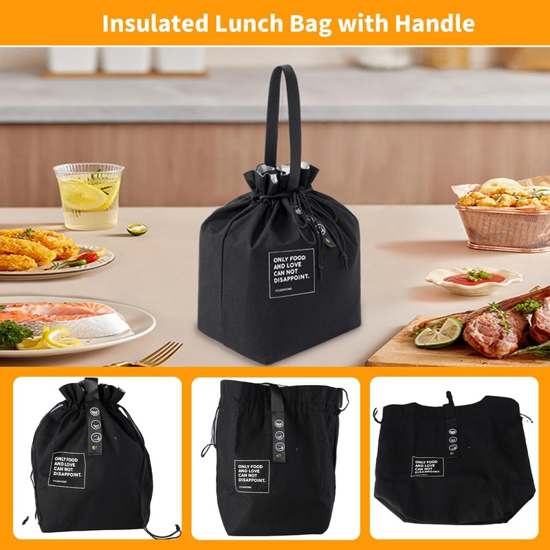 Insulated Lunch Bag with Handle, Reusable Lunch Tote Bag with