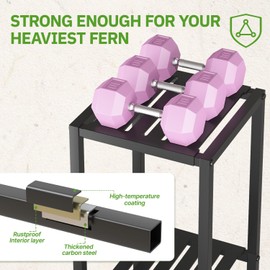 KMOTASUO 3 Tier Black Tall Plant Stand with Wheel for Indoor Outdoor, Heavy Duty Metal Multiple Large Planter Rack for Narrow Corner, Sturdy Iron Vertical Flower Holder for Modern House Patio Bathroom