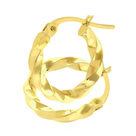 Citerna Women's 9ct Yellow Gold Chiseled Twist Hoop Earrings