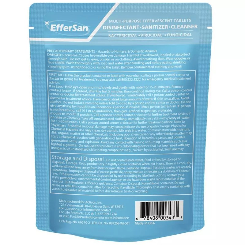 EfferSan 4 Effersan Multipurpose Disinfectant Sanitizer Cleanser Tabs-Spray Bottle 128oz