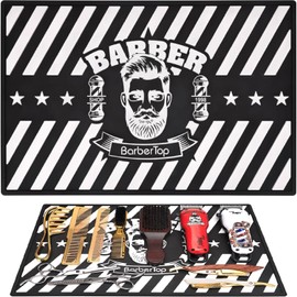 Barber Clipper Mat, Rubber Scissors Salon Mat, 17.72 x 11.81 inches, Heavy Duty Rubber Barber Table Pad, Heat-resistant Styling Station Mat (Black)