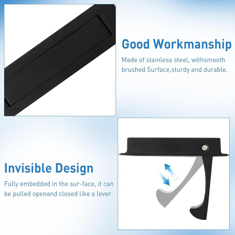 2 Pcs Pocket Door Pull Handle,Flush Mount Door Pull,Hidden Pocket