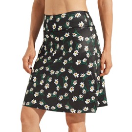 Willit Women's 20" Knee Length Skorts Skirts Golf Tennis Skirts Modest Athletic Casual Skorts with Pockets Sun Protection Daisy XL