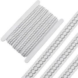 CABODYALS 12M White Gimp Braid Trim Upholstery Vintage Woven Trimming Embroidery Twined Cord Fabric Wave Lace Edging Polyester Ribbon for Sewing Making Home Curtain Clothes Decor Diy Craft