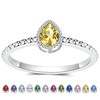 ZOEXUE Sterling Silver Stacking Birthstone Ring: Cubic Zirconia Teardrop -