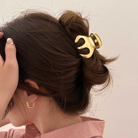 Andelaisi Metal Claw Clips Vintage Hair Claw Clip Jaw Hair Clamp Strong Hair Clips Non-slip Jaw Clips Hair Catch Barrette Jaw Clamps Decorative Hair Accessories for Women Headdress(Gold)