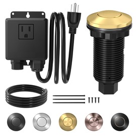 Joinfworld Garbage Disposal Air Switch Kit Waterproof Garbage Disposal Button Kit with Long Garbage Disposal Switch Brushed Brass/Brushed Champagne - UL Listed