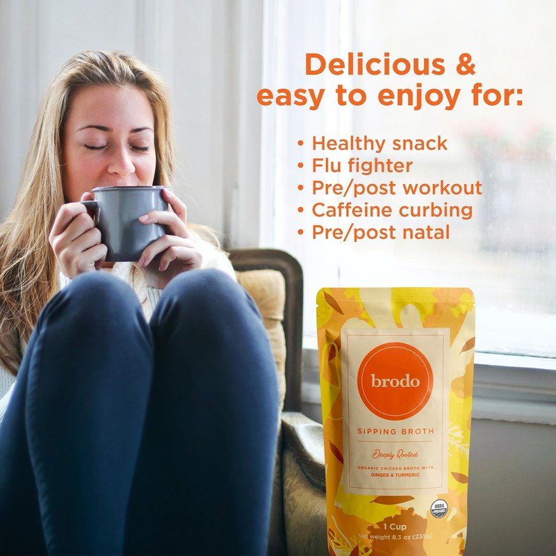Brodo Deeply Rooted Organic Chicken Broth with Turmeric & Ginger,