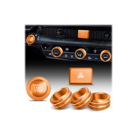 Polodunn Air Conditioning Knob Cover, Hazard Warning Lights Button Cover, Push Start Button Cover/Ring 6pcs -Interior Accessories for 11th Gen Honda Accord/HRV/CRV/Civic 2025 2024 2023 2022 (Orange)