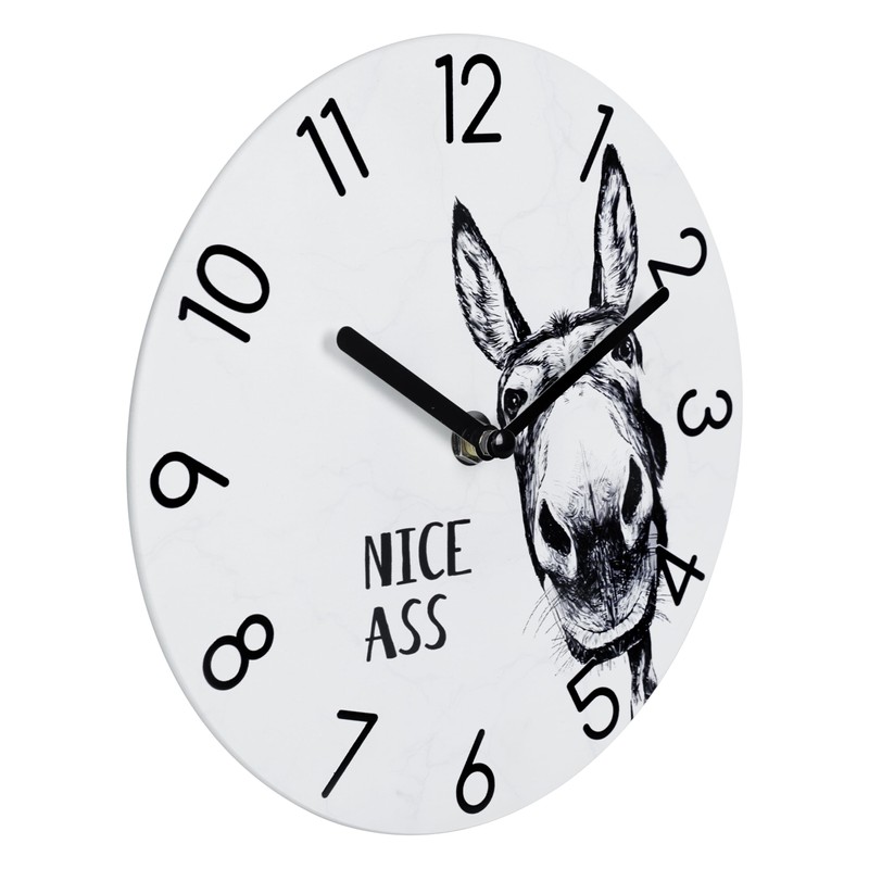 Yoiolclc Bathroom Wall Clock,Waterproof Glass Funny Donkey Bathroom Signs for