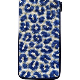 Stitch & Zip Eyeglass Case Needlepoint Kit- Navy Leopard