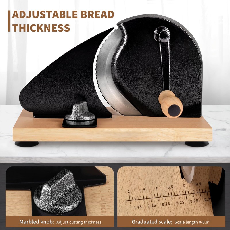 Manual Bread Slicer for Homemade Sourdough Bread, Hand Crank Bread