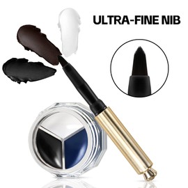 GEUUFEA Eyeliner Gel Pot, Long Lasting Waterproof Eye Liner Cream for Waterline Eyeshadow, Matte Eyeliner Gel with Liner Brush, Easy to Apply, Suitable for Daily or Cosplay