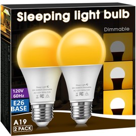 Amber Light Bulb - Dimmable Soft Warm Light Bulbs 9W A19 E26 Base Night Light Bulb, No Blue Lights, Ideal for Sleep, Bedroom, Nursery, Lamp, 2 Pack