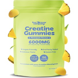 150 Creatine Monohydrate Gummies – 3rd Party Tested 6000mg High Strength Creatine Gummies for Muscle Growth & Brain Energy - Supplement for Men & Women - 1 Month Supply Pineapple Creatine Chews