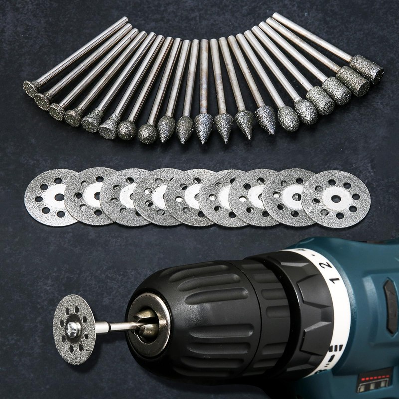 Diamond Grinding Bit Set Stone Carving Set Hakkin 30Pcs Diamond