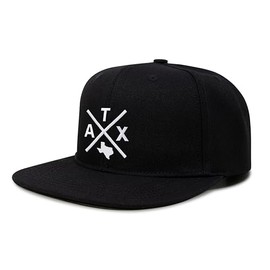 International Tie Austin ATX Trucker Hat for Men and Women – Snapback Baseball Cap (Black Flatbill)