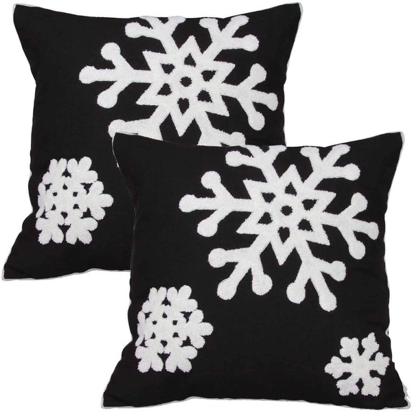 Elife Soft Square Christmas Snowflake Home Decorative Canvas Cotton Embroidery