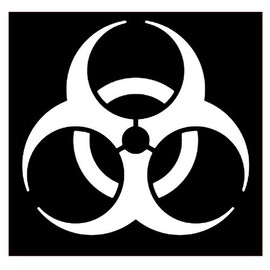 Biohazard Symbol Vinyl Sticker Decals (Pack of 2) for Car Bumper Window Laptop Tablet Phone (10" x 9.4", White)