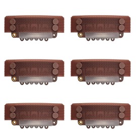 6 Pcs Stickable Wigs Clips U-Shape Snap Clips 32mm 6-Teeth Hair Extensions Clips with Rubber for Hair Extensions (Brown)