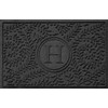 Bungalow Flooring Monogrammed Waterhog Door Mat, 2' x 3', Made in USA, Customizable Decorative Floor Covering, Skid Resistant, Indoor/Outdoor, Water-Trapping, Boxwood Collection, Charcoal