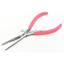 Multi-Function 7" Stainless Steel Hair Extension Pliers Micro Rings Extensions Removal Opening Pliers for Micro Beads 2, 3.6mm Holes Plier with Pink no Slip Grip