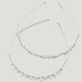 JORCEDI 2 Pcs Rhinestone Headband Girl Headdress Fashion Pearl Hairband Wedding Accessory For Birthday Party Christmas (Silver)