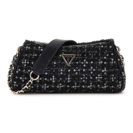 GUESS Giully Top Zip Shoulder Bag Black/Gold, Black / Gold