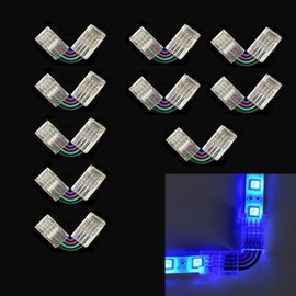 LED Strip Connector 4 Pin 8mm Right Angle Adjustable L Shape for 3528/5050 SMD RGB LED Strip 90 Degree