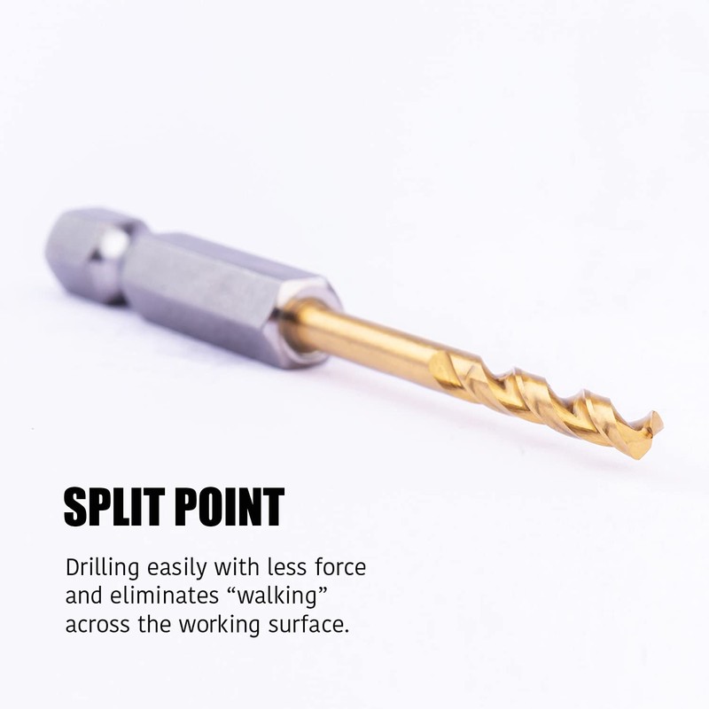 JEFE HEX 3-Pieces 5/64" Hex Shank Drill Bit, HSS Titanium